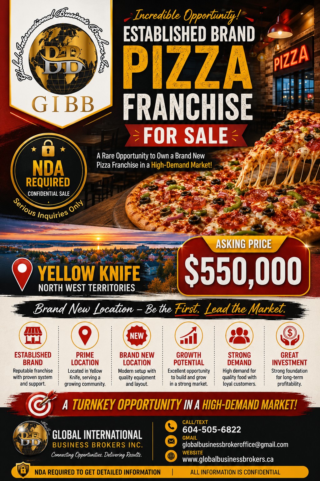 Well established Pizza Franchise in YellowKnife , NWT, Canada